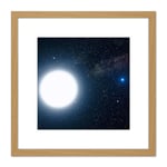 Space NASA Binary Stars Sirius A B Illustration 8X8 Inch Square Wooden Framed Wall Art Print Picture with Mount