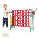 COSTWAY 3 en 1 Jeux Puissance 4 Géant Enfants avec 42 Jetons & 5 Anneaux, Jeu de Société avec Panier de Basket & Lancer d’Anneaux, Intérieur Extérieur, 120 x 33 x 78,5 cm (Bleu+Rose)…