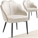 TecTake® Lot de 2 Chaises de Salle à Manger rembourrées Cocktail Moderne Chaise Velours Fauteuil Salon Chaise Scandinave Pieds en Acier Élégant Chaise pour Coiffeuse, Chambre, Dressing, Salon