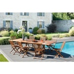 HANNA - Table de jardin 10/12 personnes - rectangulaire double extension 200/300 x 120 cm en bois Teck huilé - Marron