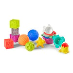 Infantino Sensory Balls, Blocks & Cups 16 Piece Set - Textured, Soft & Colorful Toys Includes 4 Balls, 8 Stack & Nest Cups, 4 Squeeze Blocks, Ages 0 Months +