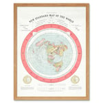 Artery8 Map Gleason 1892 World Time Calculator Flat Earth Art Print Framed Poster Wall Decor 12x16 inch