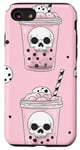 Coque pour iPhone SE (2020) / 7 / 8 Squelette à thé classique à pois Kawaii Grim Reaper Rose