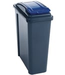 Wham Recycle It 25L Slimline Bin Lid Kitchen Recycling Dustbin Graphite/Blue NEW