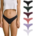 SHARICCA String Thong Femme Tangas sous-Vêtements sans Coutures de Sport Culottes Taille Basse Invisible Slips Lot de 6 (Multicolore-03, XL)