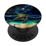 Sea Turtle Night On The Beach Under Starry Sky Sea Turtle PopSockets Adhesive PopGrip