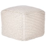 Pouf Carré en Coton Beige Clair 50 x 50 cm Remplissage à Billes Polystyrène Daman