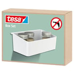 Tesa Rangement pour Accessoires de Cuisine - Boîte Autocollante pour Organiser sa Cuisine - Étagère de Rangement des Épices - avec Adaptateur, Montage Mural sans Percer - Blanc