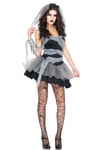 Ladies Witch Dead & Buried Zombie Halloween Costume 10-12 Dress Veil Arm  Wrap