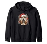 Christmas English Cocker Spaniel Dog Watercolor Artwork Zip Hoodie