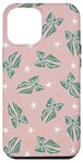 iPhone 12 Pro Max Aesthetic Green Bow On Light Pink Coquette Pink Christmas Case