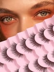 Eyelashes Natural Cat Eye Lashes 16mm Flase Eyelashes Flared Strip Lashes Fluffy False Lashes That Look Like Extensions C Curl Wispy Lashes Siligli Soft Lashes Pack 7 Pair