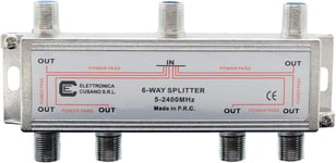 Splitter Satellite 6 Voies, partiteur d'antenne TV Interne avec connecteur EFFE, répartiteur d'antenne TV, partiteur Sky, Distributeur de Signal TV, fréquence de 5 à 2400 MHz, fabriqué