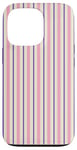 Coque pour iPhone 13 Pro Rose violet rayé esthétique girly preppy pastel rayures