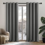 Deconovo Rideau Occultant Thermiques Anti Froid, Double Rideau Isolant Anti-Bruit, Économie d'Énergie, Idéal pour Chambre et Salon, 140x175 CM (Largeur x Hauteur), Gris Clair, 2 Pièces