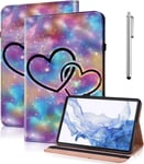 Coque Pour Samsung Galaxy Tab S9+ Plus/S9+ Fe Plus 12,4 Pouces Avec Stylet,Étui Housse De Protection Ultra Fin En Cuir Pu Avec Fonction Support Pour Samsung Tab S9 Fe Plus -Deux C?urs