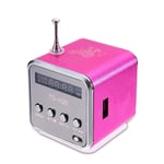 (Rose Red)TD-V26 Mini Radio FM Kannettavat kannettavat kaiuttimet ja vastaanotintuki TF Card Micro USB Mini Stereo Super Bass Kaiutin