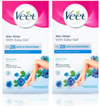 VEET Wax Gel Strips for Hair Removal on Legs, Body, Bikini, Arms & Underarms