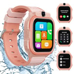 Montre Connectée Enfant GPS, 4G Smartwatch Téléphone pour Fille Garçon, Rose Étanche avec Appel Vidéo SOS Message Caméra Podomètre Réveil Chronomètre, Montre Intelligente Enfants de 4 à 12 Ans