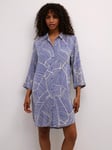 KAFFE Jessi Leaf Print Oversized Shirt, Blue/White