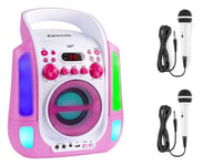 FENTON SBS30P Karaoke System med CD , 2 x mikrofoner, Rosa, Karaokesystem FENTON SBS30P med CD-spelare för karaokeskivor