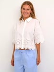 KAFFE Jasmini Cotton Lace Cropped Shirt, Chalk