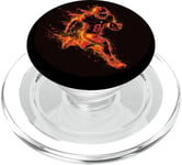 Un joueur de football brûle comme une météorite dans le feu et les flammes PopSockets PopGrip pour MagSafe