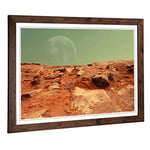 Big Box Art Framed Print of Red Planet Mars Space Design | Wall Art Picture | Home Decor for Kitchen, Living, Dining Room, Lounge, Bedroom, Hallway, Office, Walnut, A2 / 24.5x18 Inch / 62x45cm