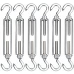 M5 Tendeur Cable Acier Inoxydable, Lot de 6 Tendeur de Fil Crochet et Crochet Réglable Heavy Duty Tension Hook & Hook pour Corde Cable Fil à Linge,