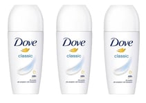 3 x Dove Classic Roll On Anti-Perspirant 48H of Sweat & Odour Protection, 50ml