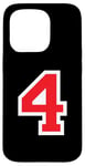 iPhone 15 Pro Jersey Number Uniform #4 Red, Four 4th Case