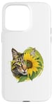 Coque pour iPhone 15 Pro Max Chat mignon jaune assis parfum tournesol papillon