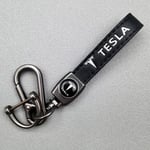 Nyckelring i läder för bil och cykel i metall | Hållbar nyckelring | Nyckelring och krokbeslag i silver Silver Hardware Tesla