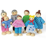 Aolso Famille de Poupée en Bois, 7 pièces Ensemble de poupées pour Enfants, Personnage Maison de Poupee, Accessoires de Maison de poupée, Ensemble de Maison de poupée (Cheveux groupés)