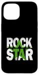 Coque pour iPhone 15 Graphisme vert vieilli Green Rock Star