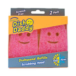 Scrub Daddy Dish Wand Scrubbing Brush Replacement Heads, Soap Dispensing Dish Brushes, Texture Changing Washing Up Sponges, Detachable Dish Daddy Head Sponge Refills, Pink 2 Pack