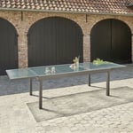 Table de jardin en aluminium extensible gris 8/12 places