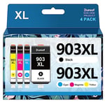 Gureef 903XL Ink Cartridges Replacement for HP 903 Ink Cartridges for HP Officejet Pro 6970 6960 Officejet 6950 6960 All-in-One Inkjet Printer (Black Cyan Magenta Yellow，4-Pack)