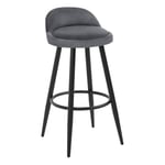 WOLTU Tabouret Bar, Chaise de Bar, Chaise Haute Cuisine, avec Dossier et Repose-Pieds, Tabouret en Velours, Cadre en Métal, Gris Foncé, BH296dgr-1