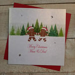 white cotton cards X19 Merry Christmas Mum and Dad Handmade Christmas Card, White