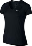 Nike W NK Miler Top Vneck T-Shirt Femme, Black-Reflective Silv, FR : XL (Taille Fabricant : XL)