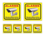 Signalétique Video Alarme maison - x6 stickers : dim. 100x100mm (x2) + dim. 50x50mm (x4) - Anti UV - garantie 5 ans - SDNJ