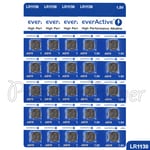 40 x everActive AG10 LR54 Alkaline batteries LR1130 189 389 1.5V GREAT VALUE