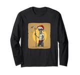 Funny Grim Reaper with Scythe and Christmas Hat Costume Long Sleeve T-Shirt