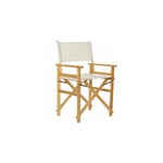 Fauteuil de jardin pliant en bois et tissu beige - 56x48x87cm