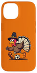 iPhone 14 Funny Thanksgiving turkey Playing soccer ball Men Boys Kids Case