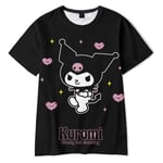 Kuromi Anime Print T-shirt för kvinnor tonåringar kortärmad Crewneck Tee sommar casual toppar Harajuku Fashion T-shirts S