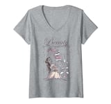 Womens Disney Beauty & The Beast Belle Book Stack V-Neck T-Shirt