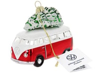 BRISA VW Collection - Volkswagen T1 Samba Bus décorations de Noël & décoration en Verre en boîte Cadeau (Rouge avec Arbre)