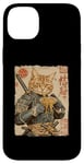 Coque pour iPhone 14 Plus Samurai Cat Loves Ramen Anime Drôle Anime Art Japonais Samouraï